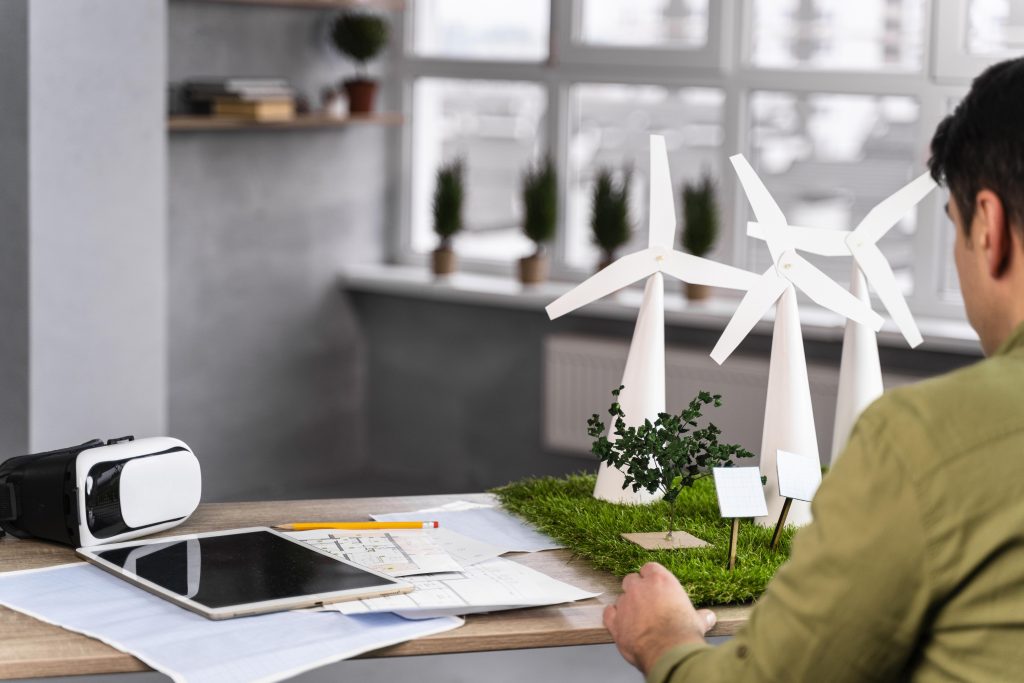 Engineers analyzing smart technology in an evolving industrial environment