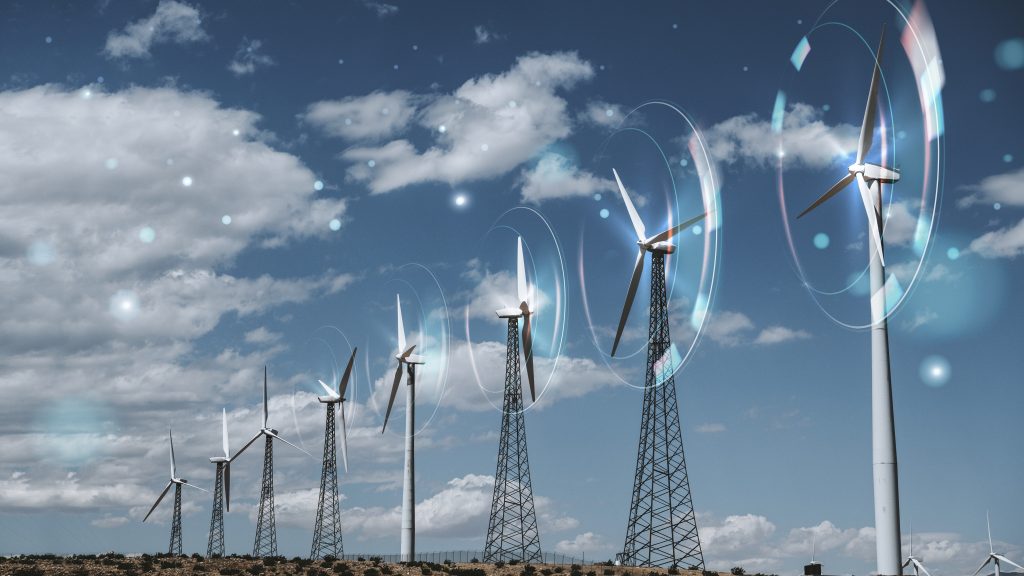 Modern industrial facility powered by sustainable energy solutions
